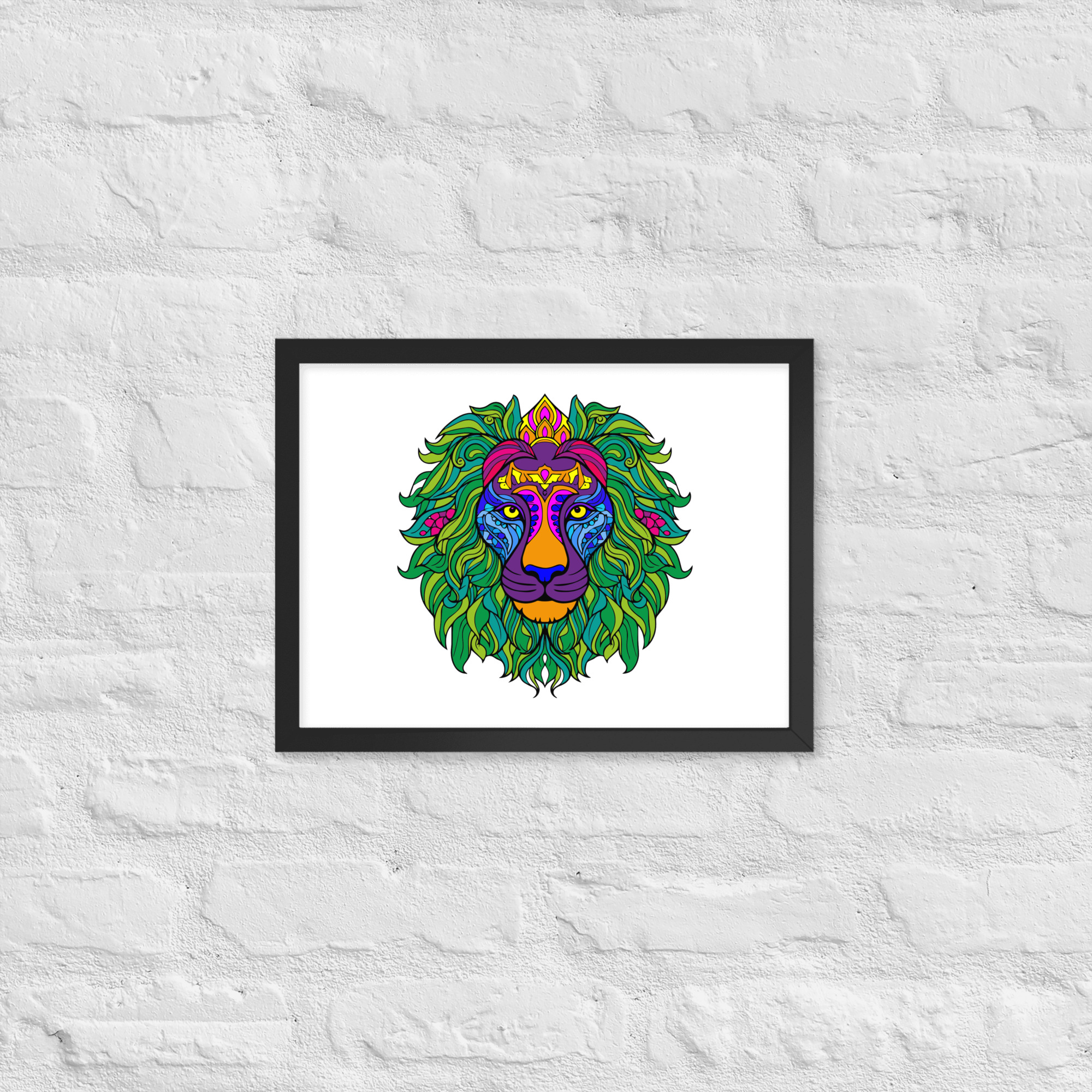 Mandala Krafttier Löwe - Gerahmtes Poster auf mattem Papier