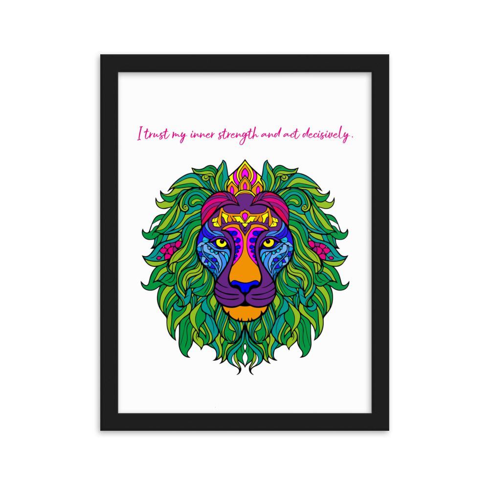 Mandala Krafttier mit Mantra - Gerahmtes Poster auf mattem Papier – Bild 2