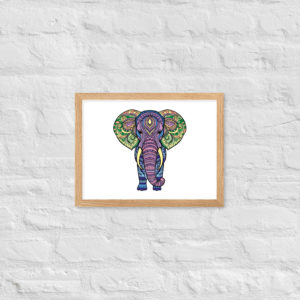 Mandala Krafttier Elefant - Gerahmtes Poster auf mattem Papier
