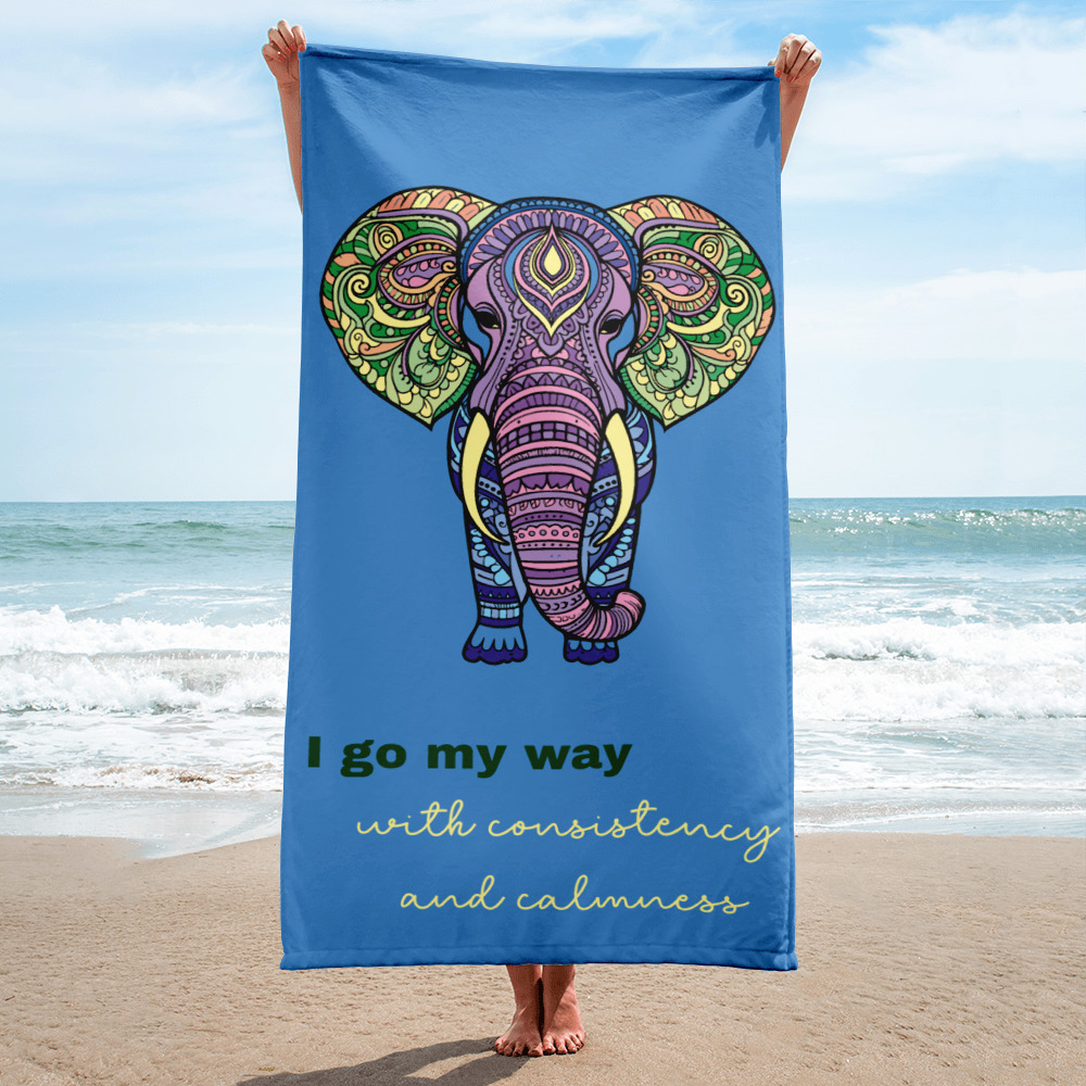 Mandala Elefant mit Mantra - Badetuch