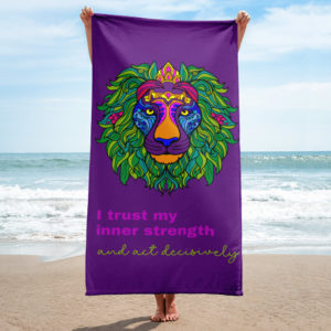 Mandala Löwe mit Mantra - Badetuch