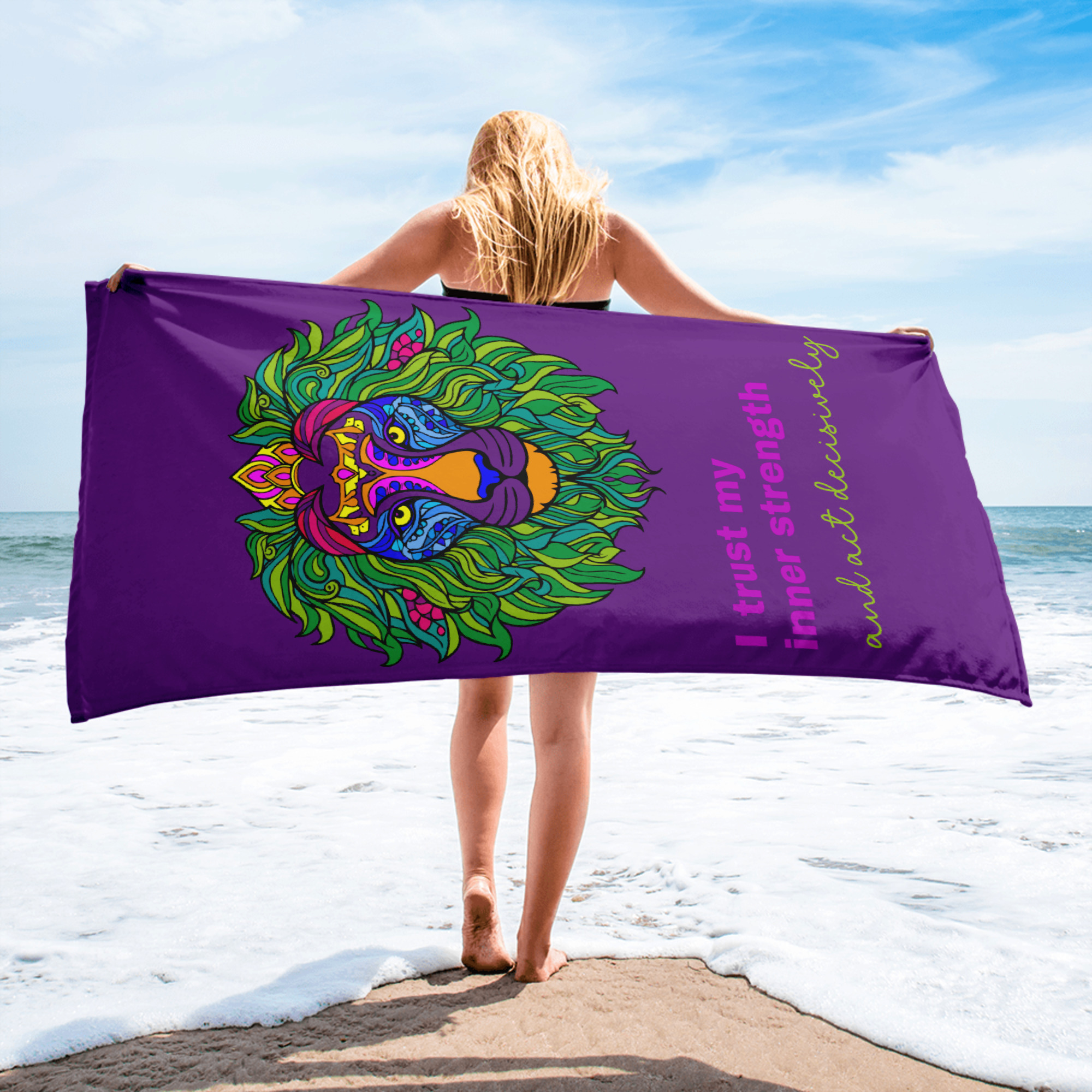 Mandala Löwe mit Mantra - Badetuch – Bild 2