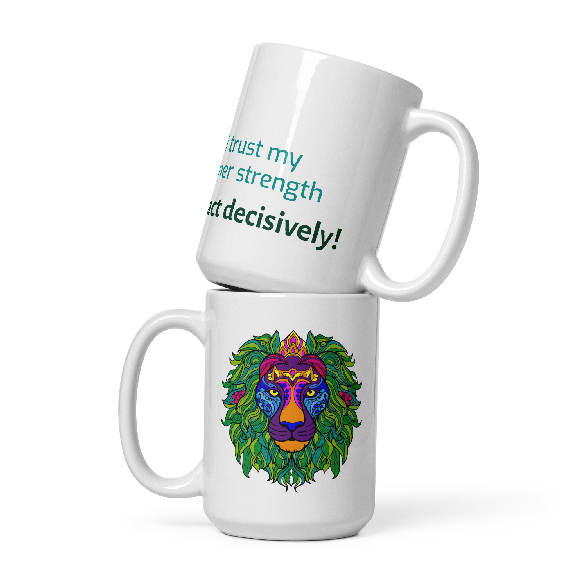 Mandala Löwe mit Mantra - Tasse – Bild 3