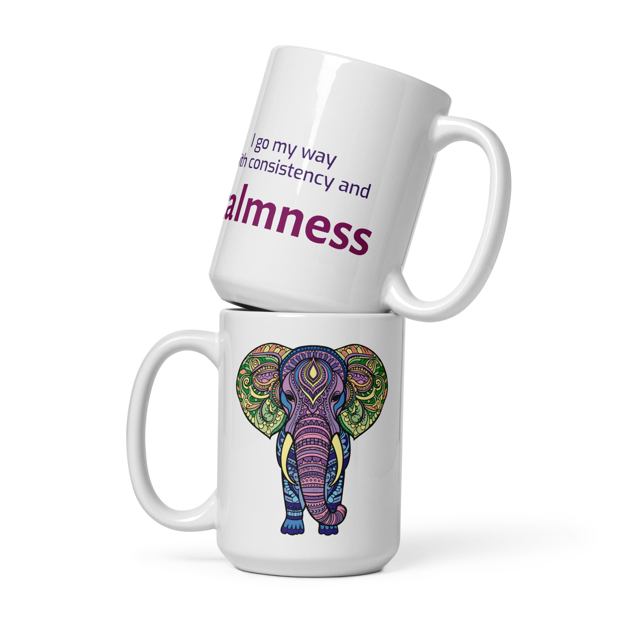 Mandala Elefant mit Mantra - Tasse – Bild 3