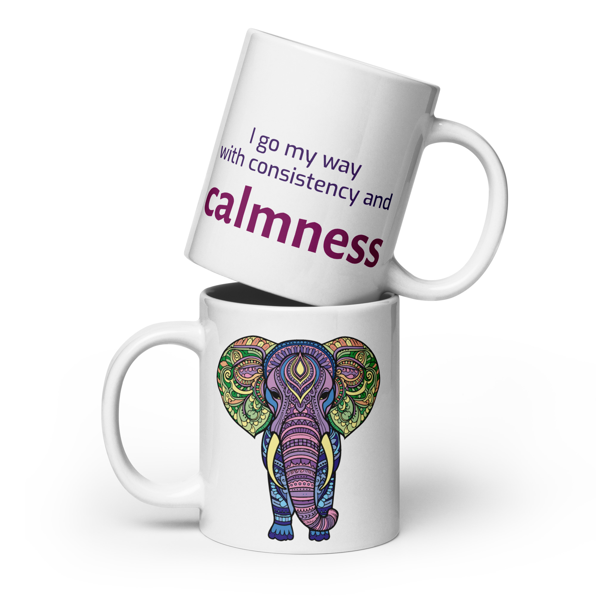 Mandala Elefant mit Mantra - Tasse
